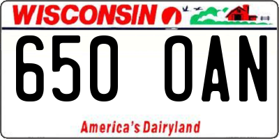 WI license plate 650OAN