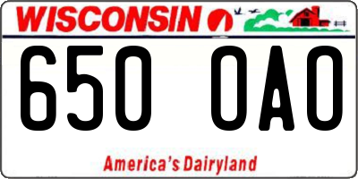 WI license plate 650OAO