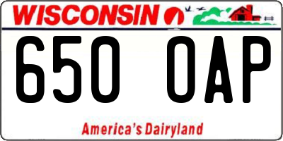 WI license plate 650OAP