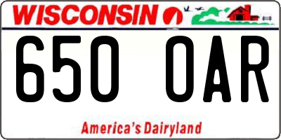 WI license plate 650OAR