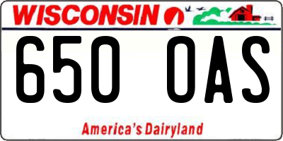 WI license plate 650OAS