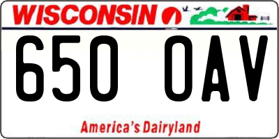 WI license plate 650OAV
