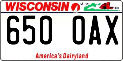 WI license plate 650OAX
