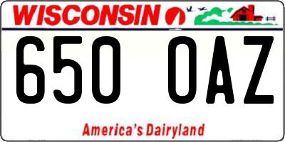 WI license plate 650OAZ