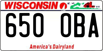 WI license plate 650OBA