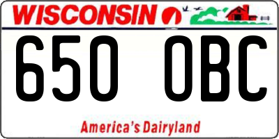 WI license plate 650OBC