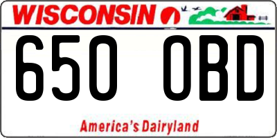 WI license plate 650OBD
