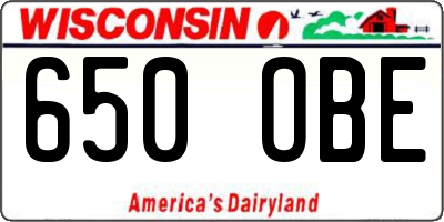 WI license plate 650OBE