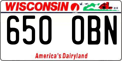 WI license plate 650OBN