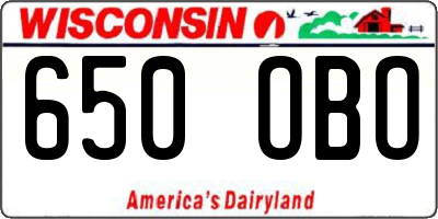WI license plate 650OBO