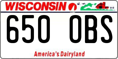 WI license plate 650OBS