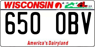 WI license plate 650OBV