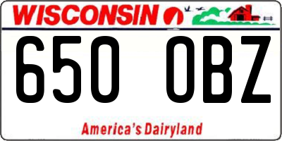 WI license plate 650OBZ