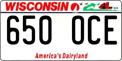 WI license plate 650OCE