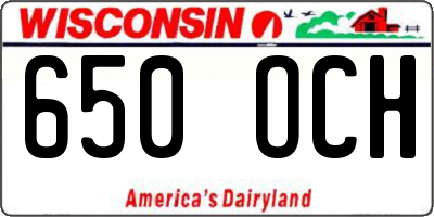 WI license plate 650OCH