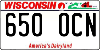 WI license plate 650OCN