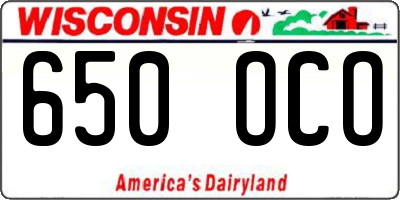 WI license plate 650OCO