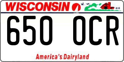 WI license plate 650OCR