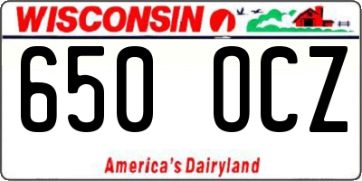WI license plate 650OCZ