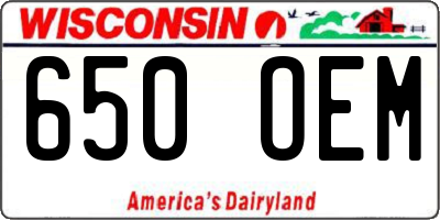 WI license plate 650OEM