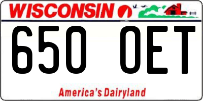 WI license plate 650OET