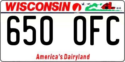 WI license plate 650OFC