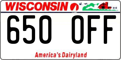 WI license plate 650OFF