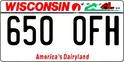 WI license plate 650OFH
