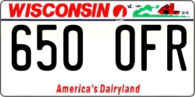 WI license plate 650OFR
