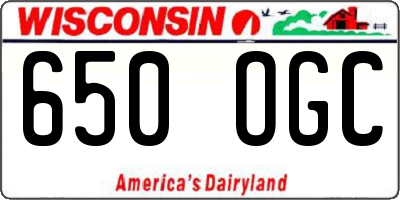 WI license plate 650OGC