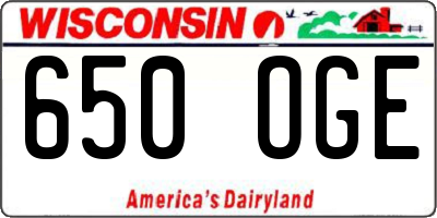 WI license plate 650OGE