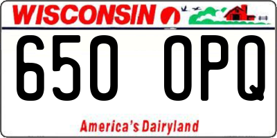WI license plate 650OPQ