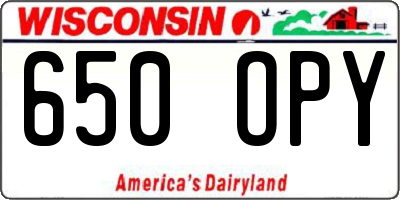 WI license plate 650OPY