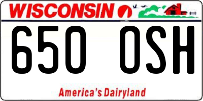 WI license plate 650OSH