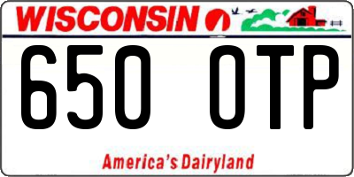WI license plate 650OTP