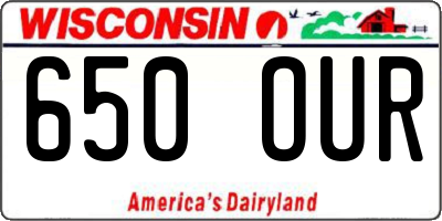 WI license plate 650OUR