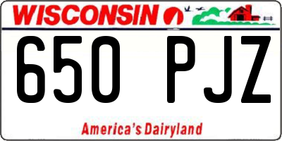 WI license plate 650PJZ