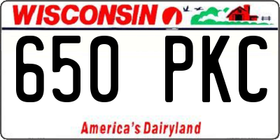 WI license plate 650PKC