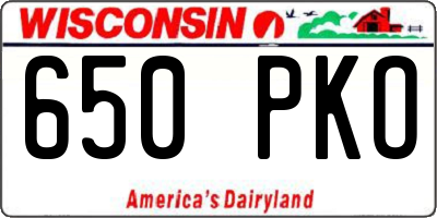 WI license plate 650PKO