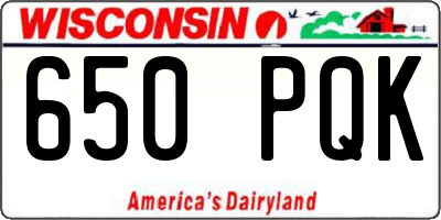 WI license plate 650PQK