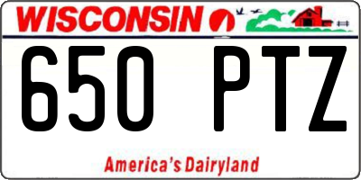 WI license plate 650PTZ