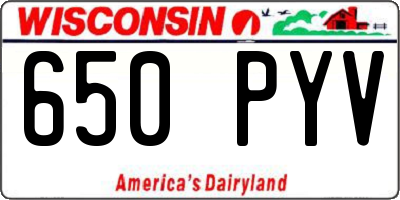 WI license plate 650PYV