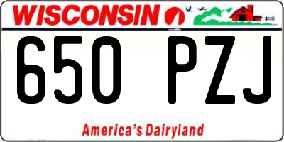 WI license plate 650PZJ