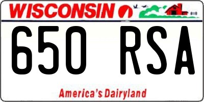 WI license plate 650RSA
