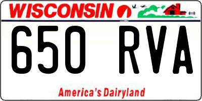 WI license plate 650RVA