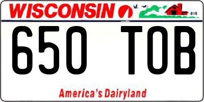 WI license plate 650TOB