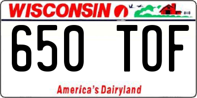 WI license plate 650TOF