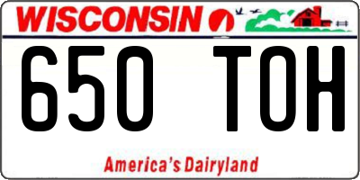 WI license plate 650TOH