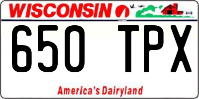 WI license plate 650TPX