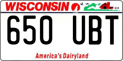 WI license plate 650UBT